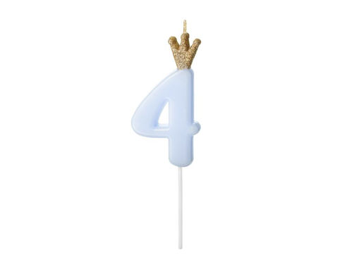 Picture of CANDLE CROWN LIGHT BLUE NUMBER 4